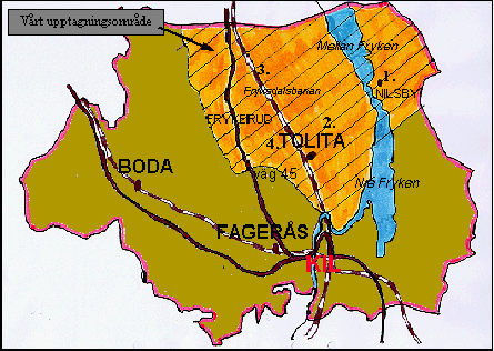 Karta över Tolita skolas upptagningsområde